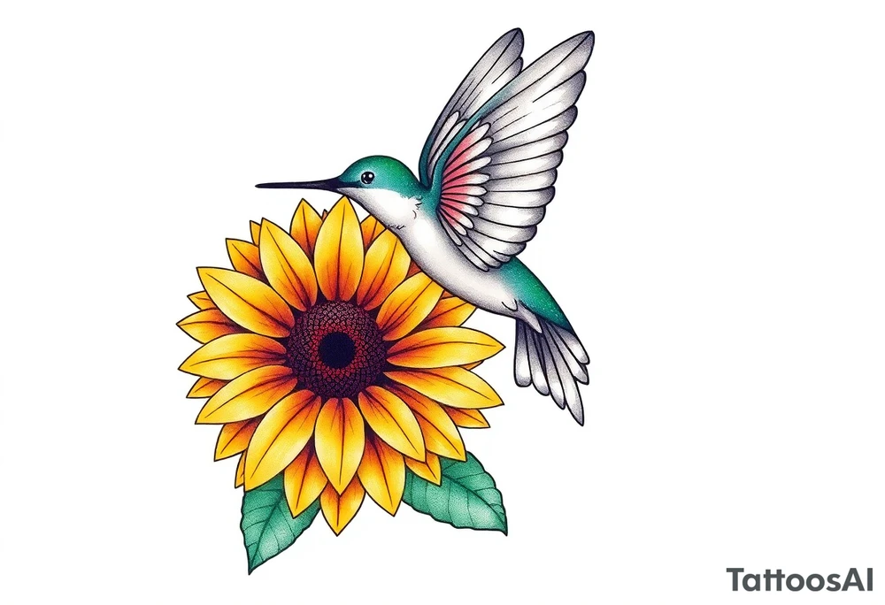Hummingbird near a sunflower tattoo idea
