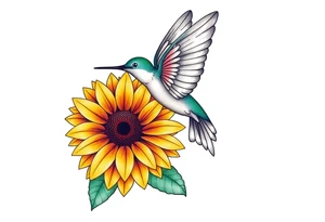 Hummingbird near a sunflower tattoo idea
