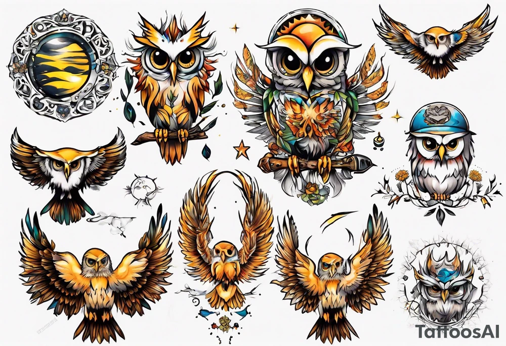 Sonne Eule tattoo idea