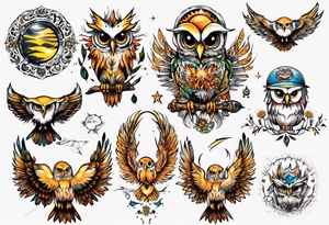 Sonne Eule tattoo idea