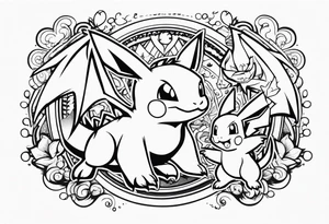 charizard and pikachu dad and daughter tattoo idea