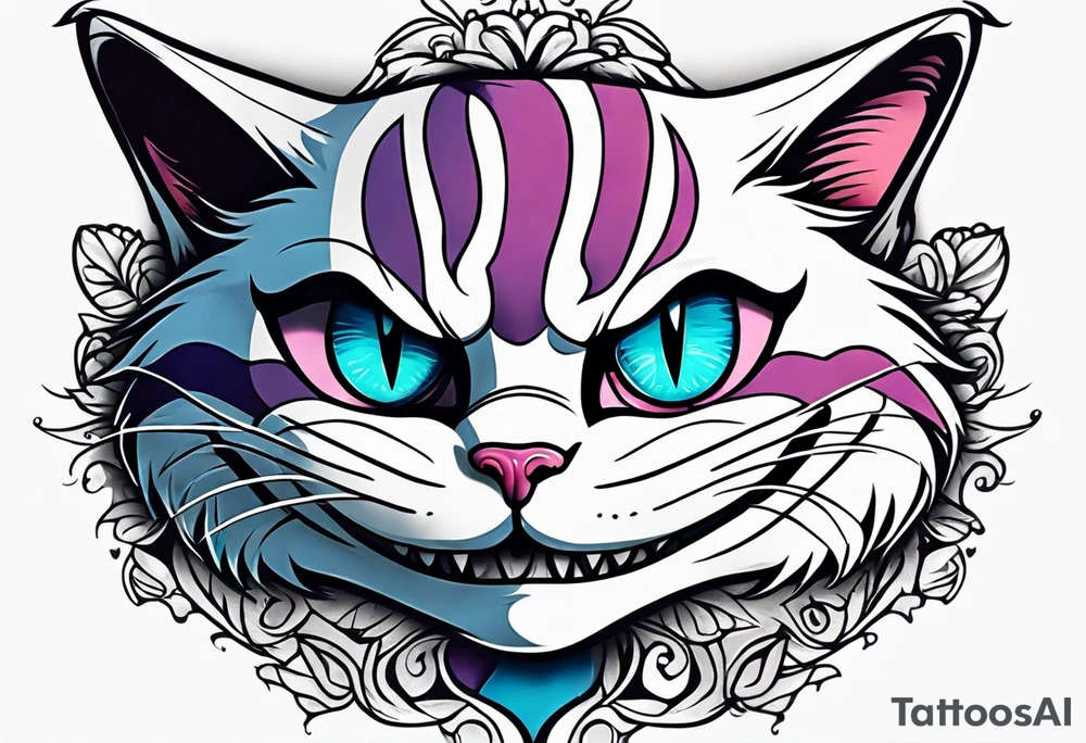 small Cheshire Cat full body tattoo idea