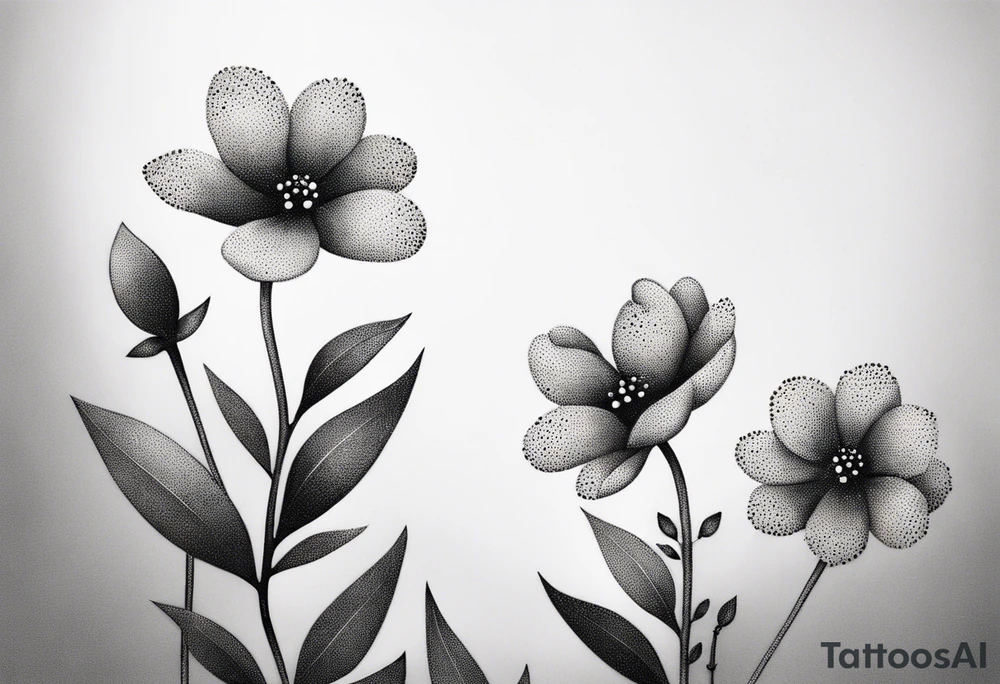 Small flowers with stems tattoo idea