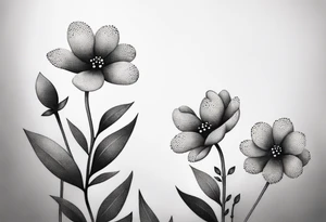 Small flowers with stems tattoo idea