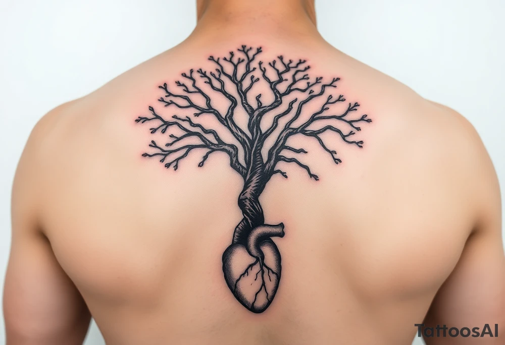 Thick DNA TREE with roots for family tree
Add anatomical heart in bottom tattoo idea