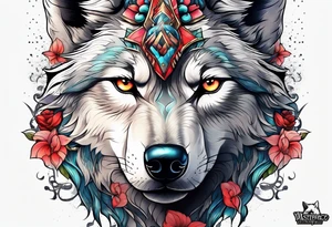 wolf mountain tattoo idea