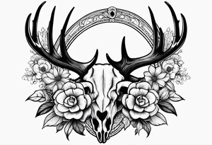 antler with flower tattoo idea