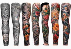 Full leg tattoo sleeve square tattoo idea