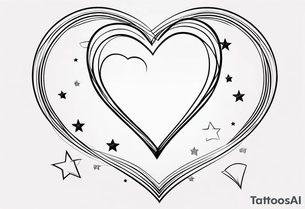 Two pink hearts one blue heart small star. Simple line tattoo idea Two pink hearts one blue heart small star. Simple line tattoo idea