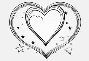 Two pink hearts one blue heart small star. Simple line tattoo idea