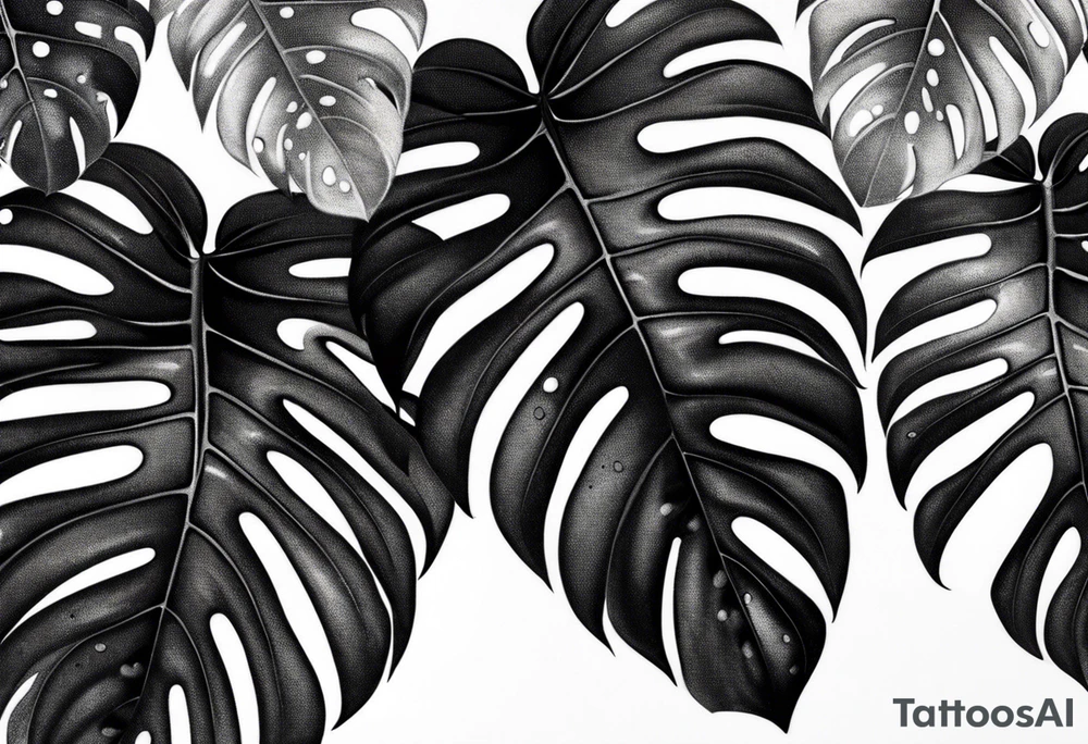 a group of monstera leaves tattoo idea