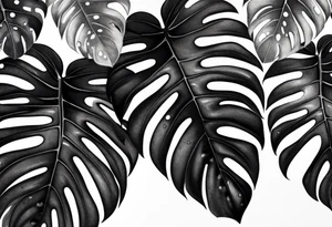 a group of monstera leaves tattoo idea
