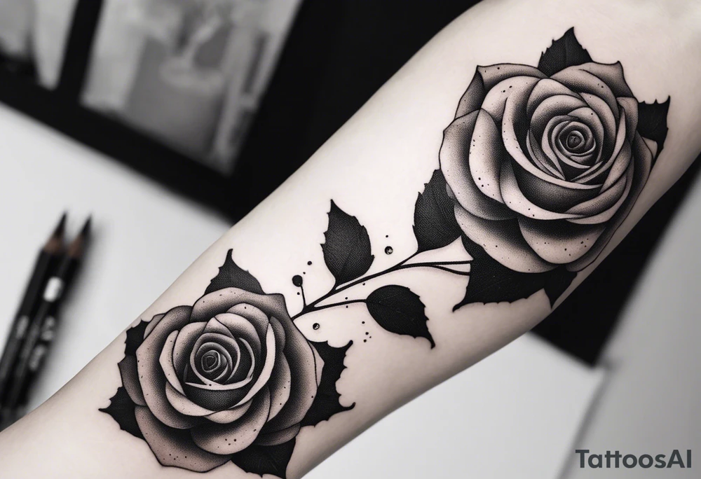 Romantic rose tattoo idea