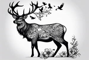Deer and a crow tattoo idea