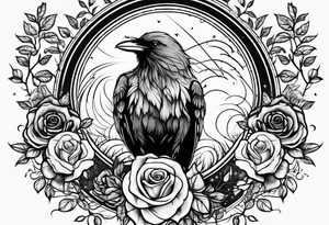 rose lightening rain raven tree of life tattoo idea