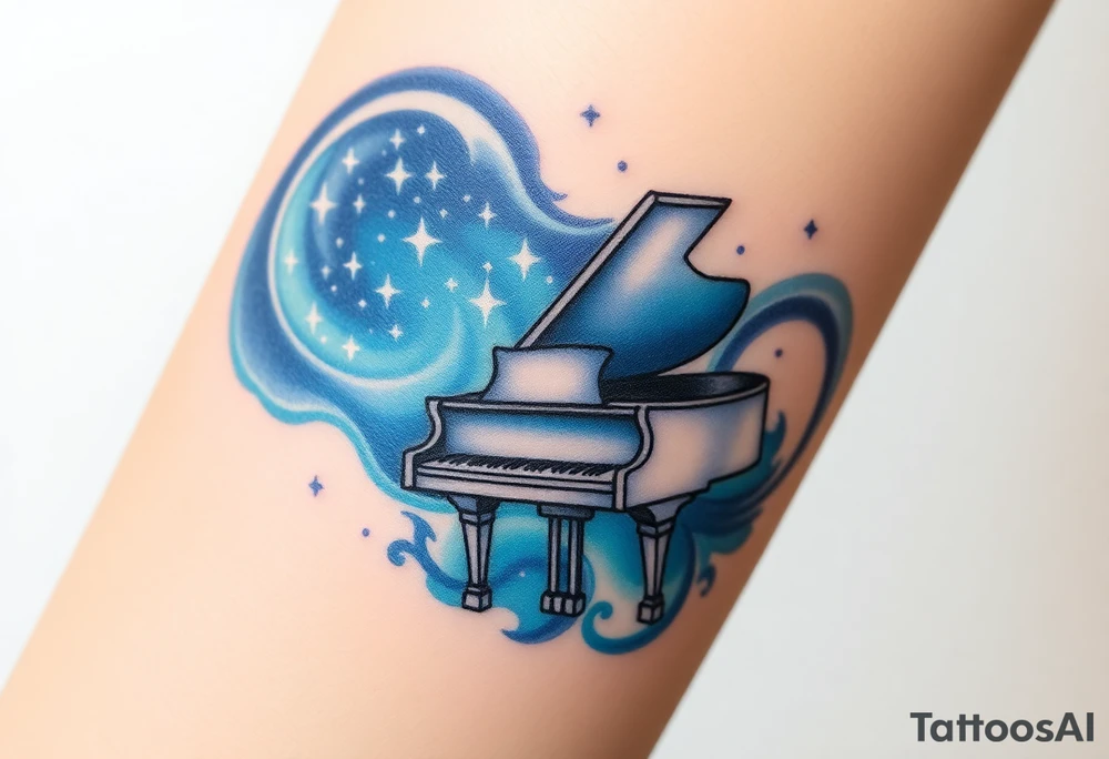 dream grand piano under the stars swirl tattoo idea