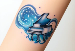 dream grand piano under the stars swirl tattoo idea