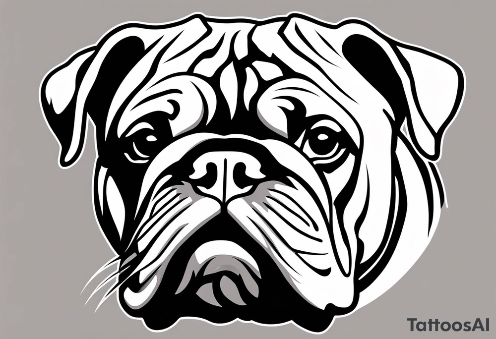 old english bulldog white brown tongue out tattoo idea