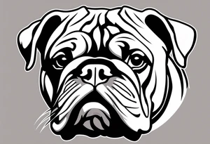 old english bulldog white brown tongue out tattoo idea