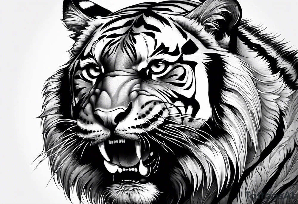 Tiger with owl eyes tattoo idea