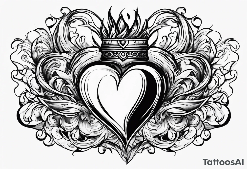 real heart on fire tattoo idea