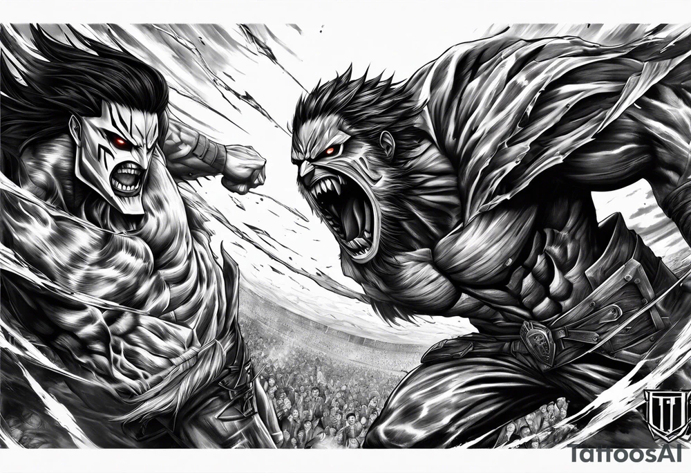 Levi attack on titan fight vs beast titan based of manga drawing tattoo idea