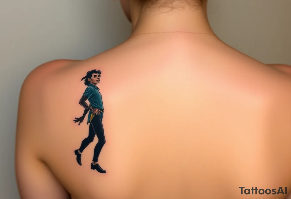 Peter Pan and his shadow. But the shadow is actually Michael Jackson. tattoo idea
