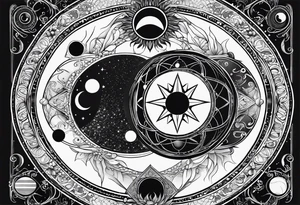 Astrology, Cancer & Aquarius, Natal Chart, angelic, vision, planetary, yin yang, the moon, spiritual third eye, mystical armband tattoo idea