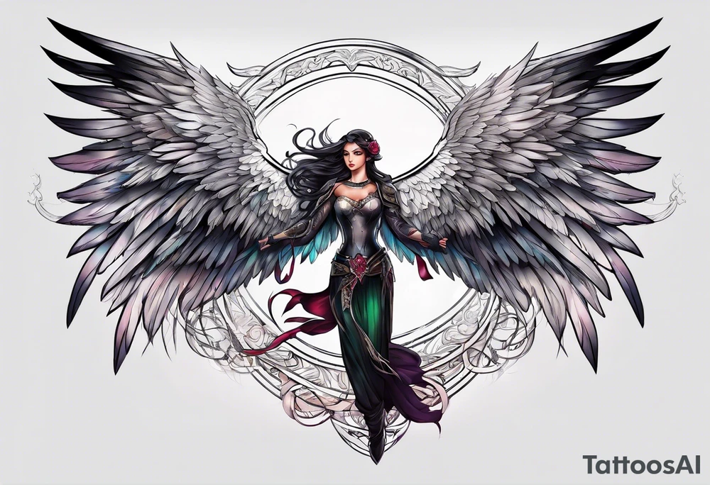 Arc angel with wings tattoo idea