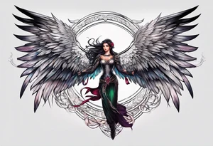 Arc angel with wings tattoo idea