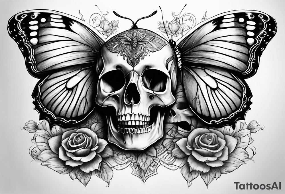 reincarnation, butterfly, skull tattoo idea