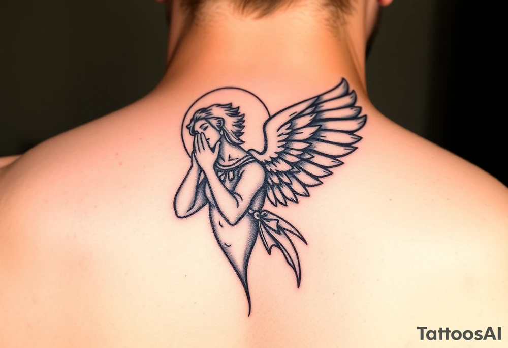 Angel whispering into ear tattoo idea