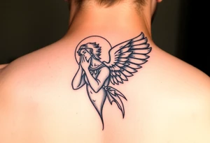 Angel whispering into ear tattoo idea