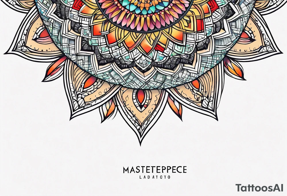 Geometric mandala flowers tattoo idea