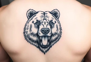 powerful majestic grizzly bear staring with no teeth tattoo idea