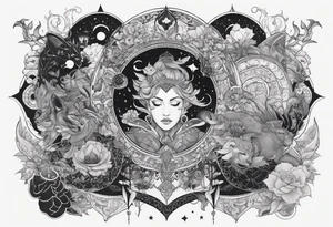 High fantasy collage tattoo sleeve tattoo idea