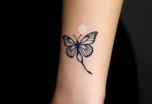 ethereal butterfly with flowing silk ribbons in moonlight tattoo idea