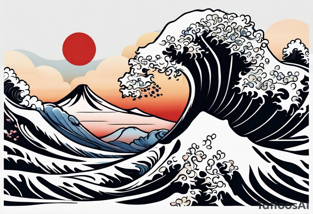 celtic pattern in the negative space japanese wave.  . clouds tattoo idea