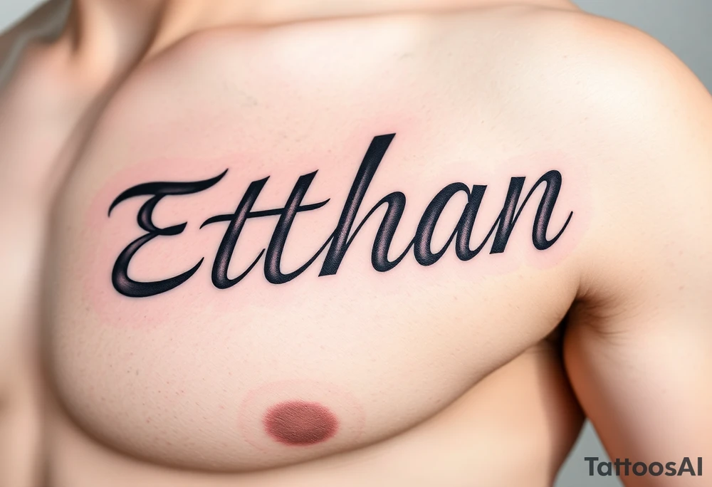 The name Ethan in different writing styles tattoo idea