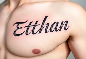 The name Ethan in different writing styles tattoo idea