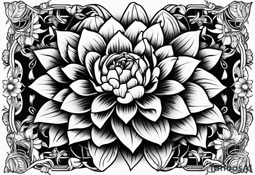 SLeve with flowers and geometrical design tattoo idea SLeve with flowers and geometrical design tattoo idea