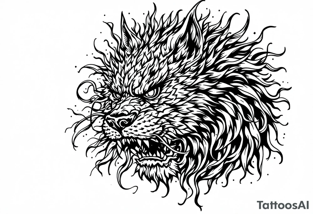 Japanese female Fu dog tattoo idea