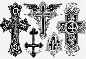 Cross with the number 4 tattoo idea