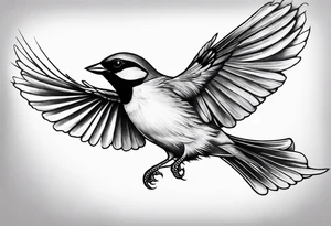 one flying 
sparrow, sunrays, 
make it a neck sleeve
add in a cosmos, iris, daisy, poppy and larkspur tattoo idea