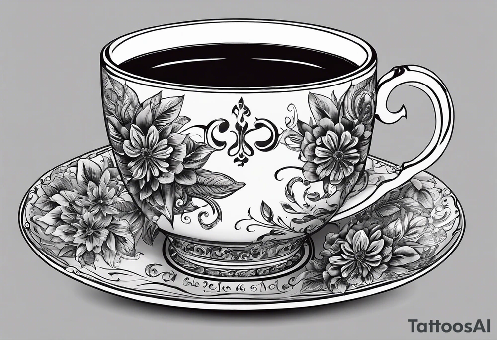 A cup of music in the morning. The tea, inside the cup, is made by music tattoo idea