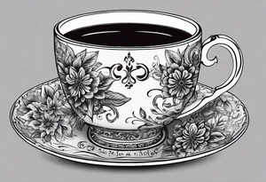 A cup of music in the morning. The tea, inside the cup, is made by music tattoo idea