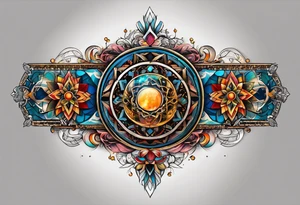 A tattoo design representing the interconnectedness of art, history, and cosmology, with elements of each intertwined in a visually striking way, tattoo idea