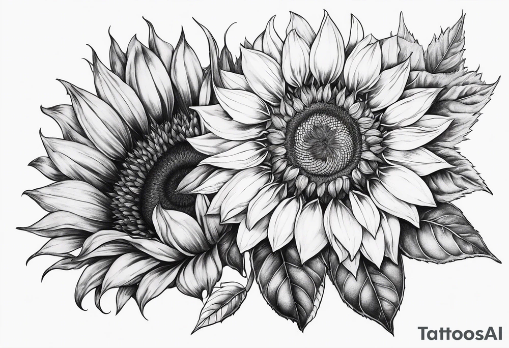 Half Capricorn and half sunflower tattoo idea