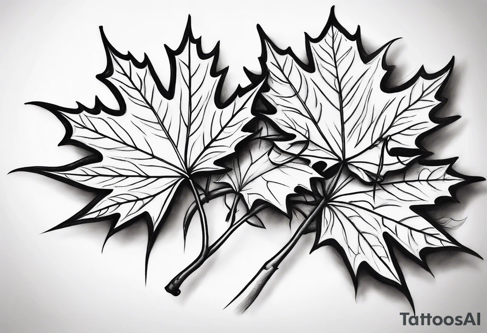 intertwined maple leaves tattoo idea