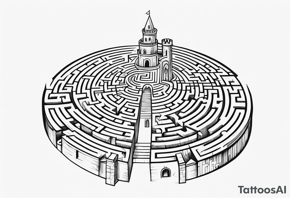 Labyrinth Maze with castle tattoo idea